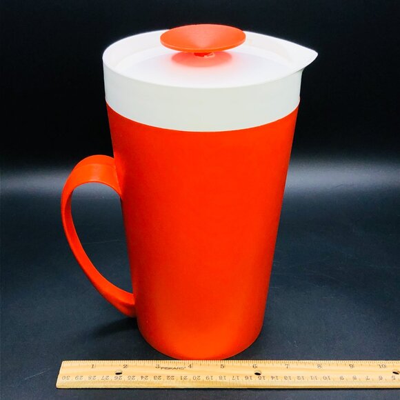 Vintage 60s THERM WARE USA Orange Pitcher: Insulated Plastic Jug -David Douglas - Picture 10 of 11